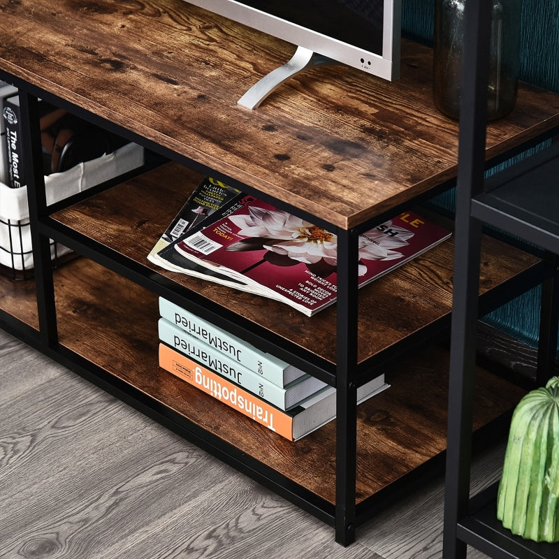 Wood Effect Industrial-Style Multi Shelf TV Unit