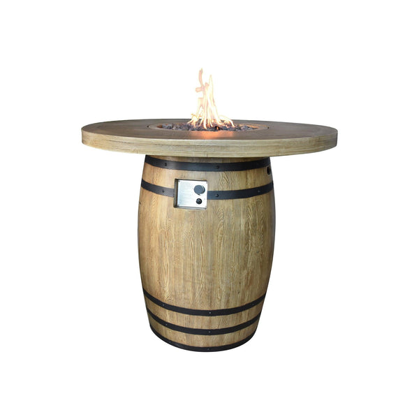 Elementi Lafite Barrel Bar Table Gas Fire Pit - Gas Fire Pit Table