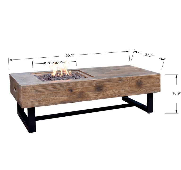 Elementi Naples Gas Fire Pit Table - Gas Fire Pit Table
