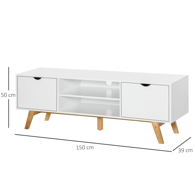 White TV Cabinet With 2 Drawers and Shelves