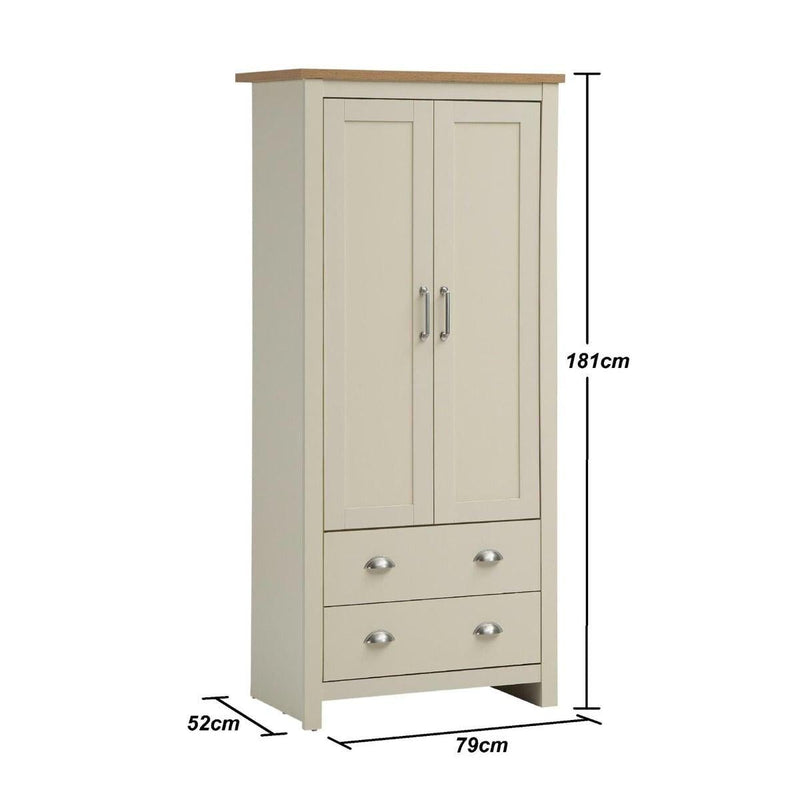 Lisbon 2 Piece Set (2 Door Wardrobe, 1 Drw Bedside) - Bedroom Sets