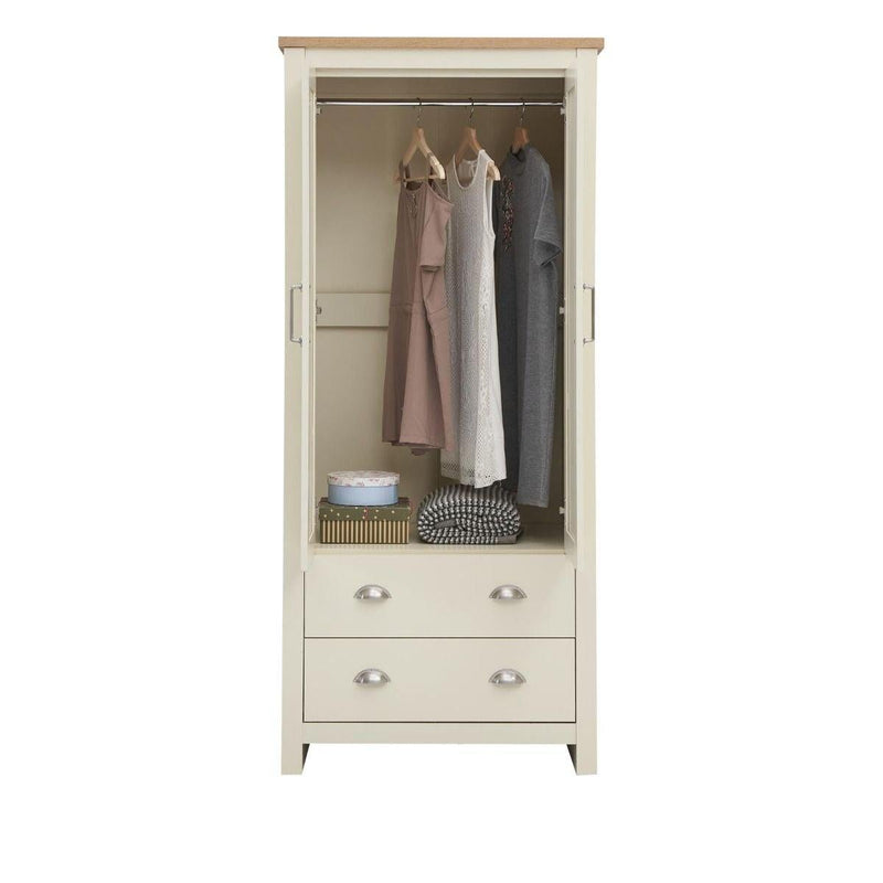 Lisbon 2 Piece Set (2 Door Wardrobe, 1 Drw Bedside) - Bedroom Sets