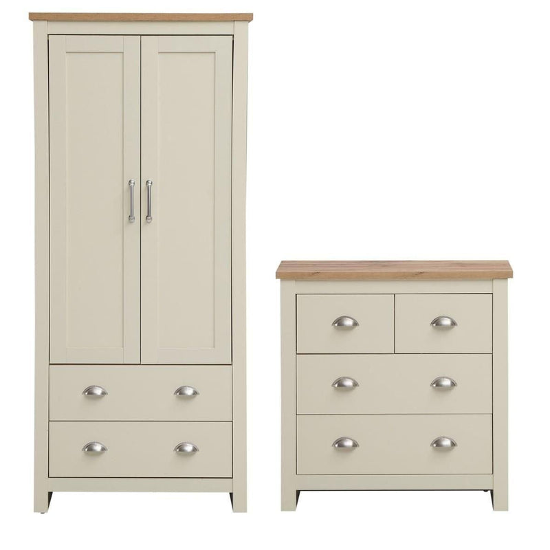 Lisbon 2 Piece Set (2 Door Wardrobe, 2+2 Chest) - Bedroom Sets