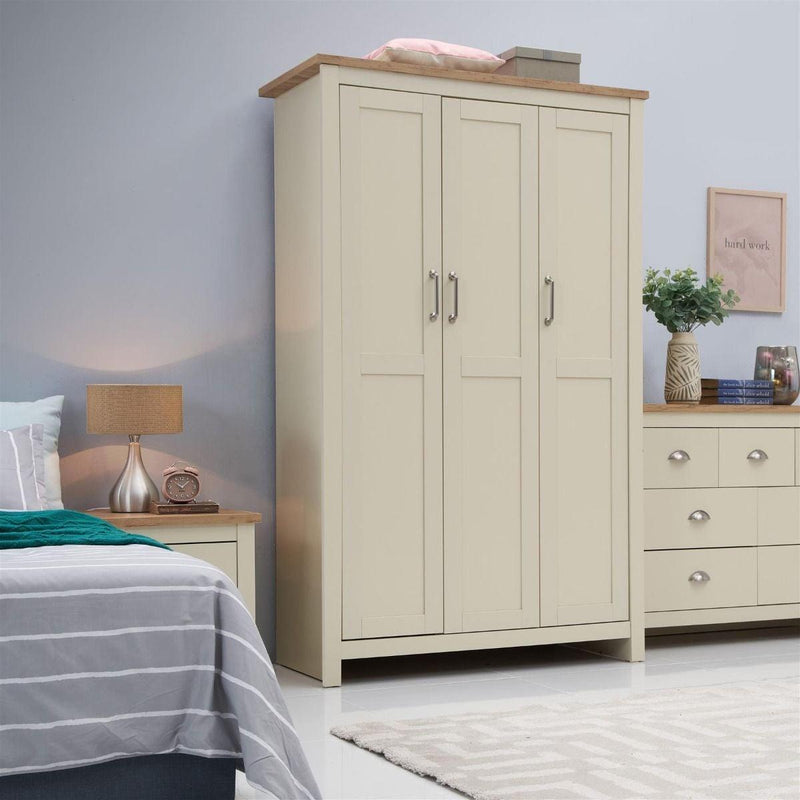 Lisbon 2 Piece Set (3 Door Wardrobe, 1 Drw Bedside) - Bedroom Sets