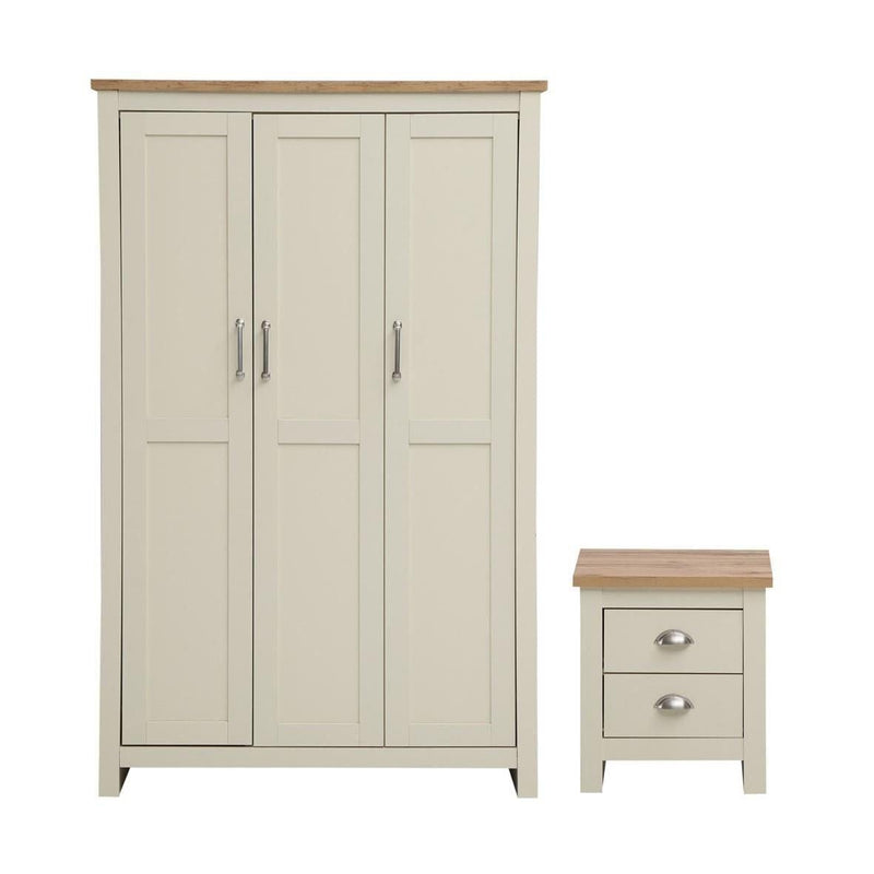 Lisbon 2 Piece Set (3 Door Wardrobe, 2 Drw Bedside) - Bedroom Sets