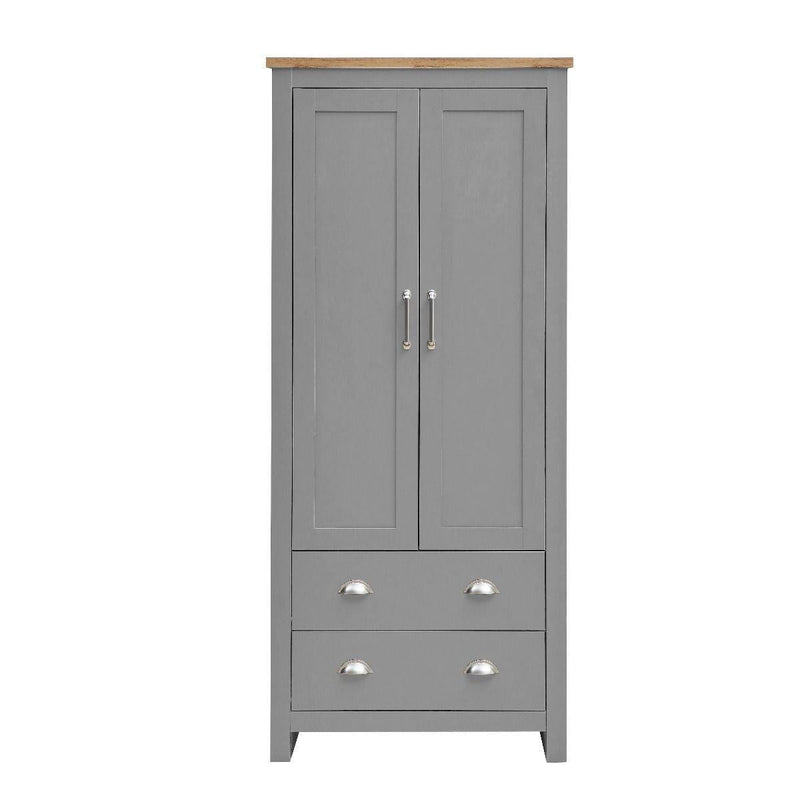 Lisbon 3 Piece Set (2 Door Wardrobe, 2+2 Chest, 1 Drw Bedside) Light Grey - Bedroom Sets