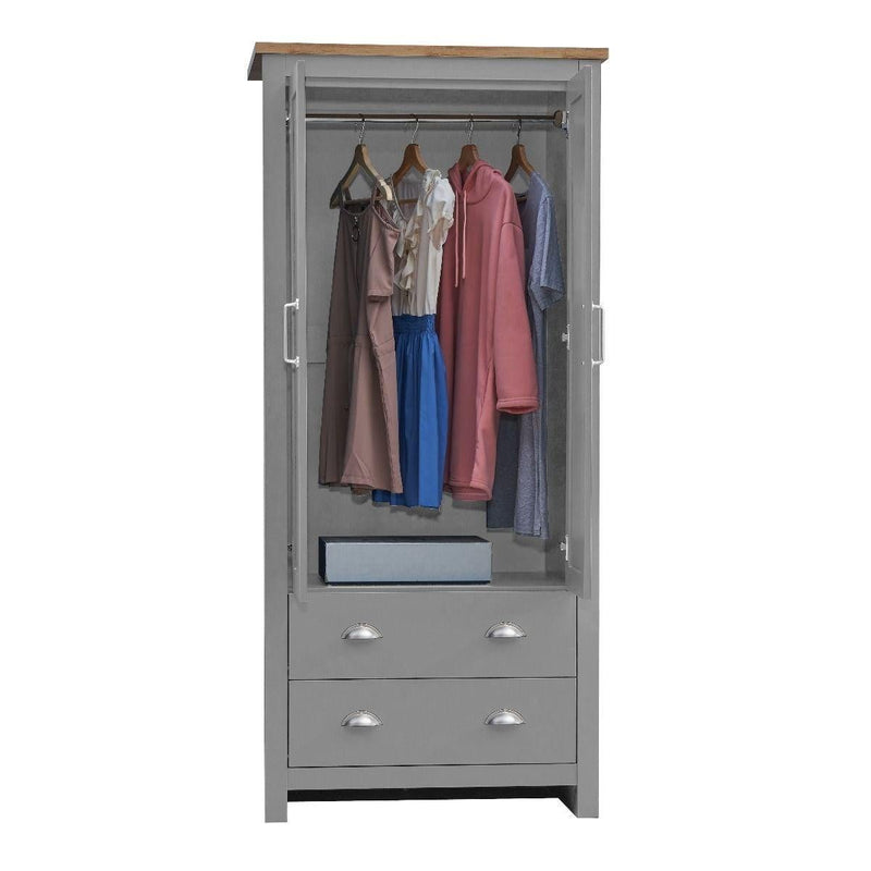 Lisbon 3 Piece Set (2 Door Wardrobe, 2+2 Chest, 1 Drw Bedside) Light Grey - Bedroom Sets