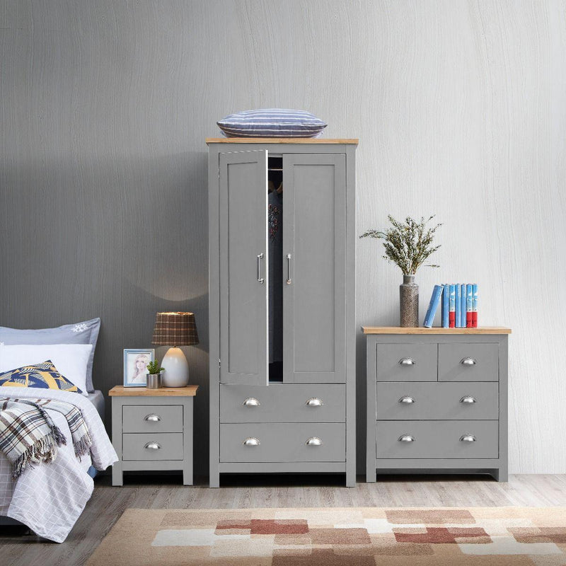 Lisbon 3 Piece Set (2 Door Wardrobe, 2+2 Chest, 2 Drw Bedside) - Bedroom Sets