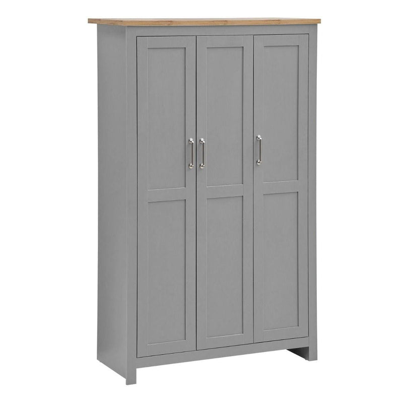 Lisbon 3 Piece Set (3 Door Wardrobe, 2+2 Chest, 1 Drw Bedside) Light Grey - Bedroom Sets