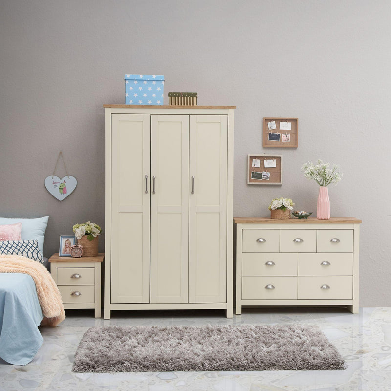 Lisbon 3 Piece Set (3 Door Wardrobe, 3+4 Chest, 2 Drw Bedside) - Bedroom Sets