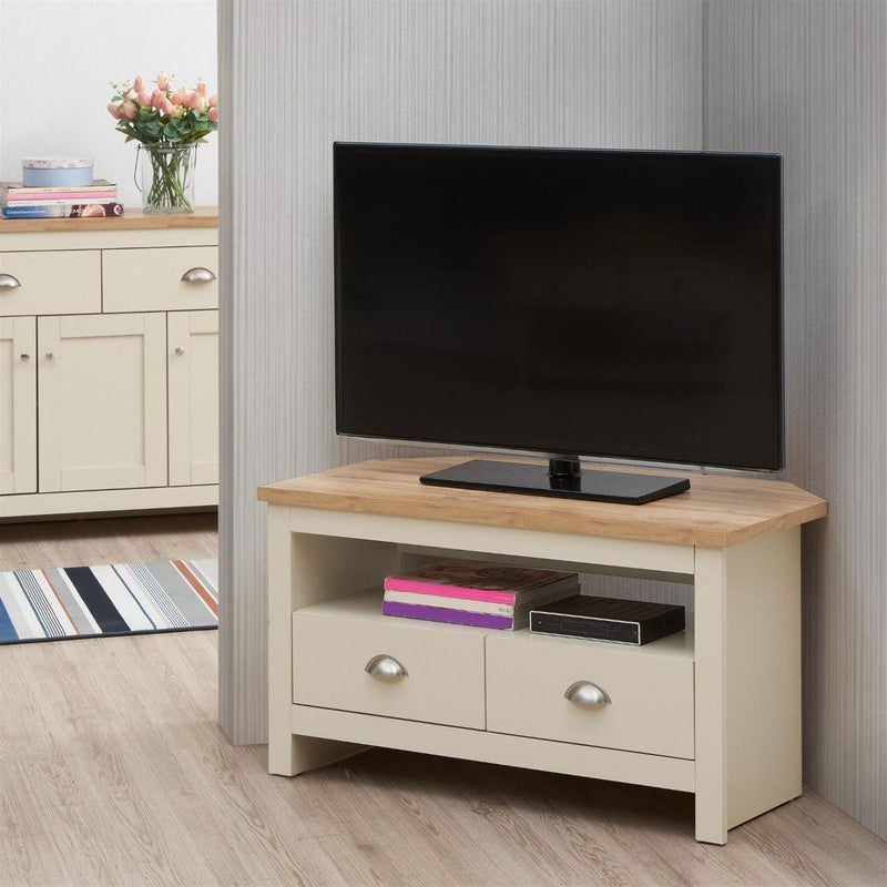 Lisbon 3 Piece Set (Corner TV Unit 2 Drawers, 2 Doors & 2 Drawer Sideboard, 2 Drawer Coffee Table) Cream - Living Room Sets