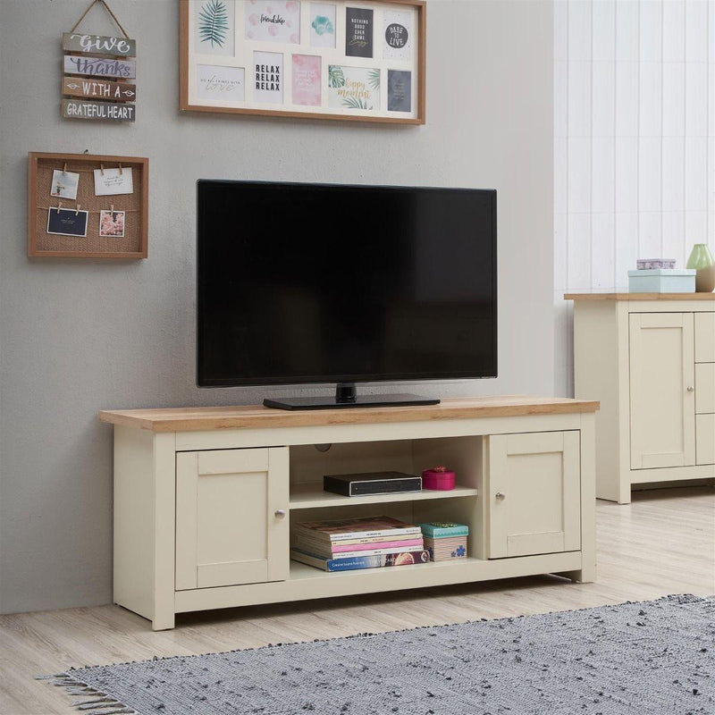 Lisbon 3 Piece Set (TV Unit  2 Doors 1 Shelf, 2 Doors & 2 Drawer Sideboard, 2 Drawer Coffee Table) Cream - Living Room Sets