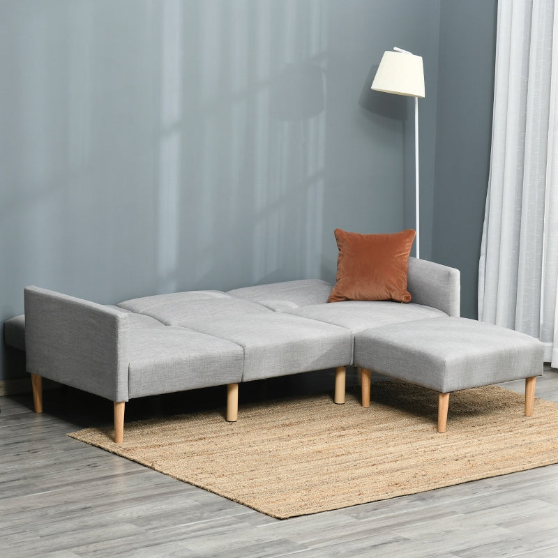 Reversible Grey Corner Sofa With Footstall