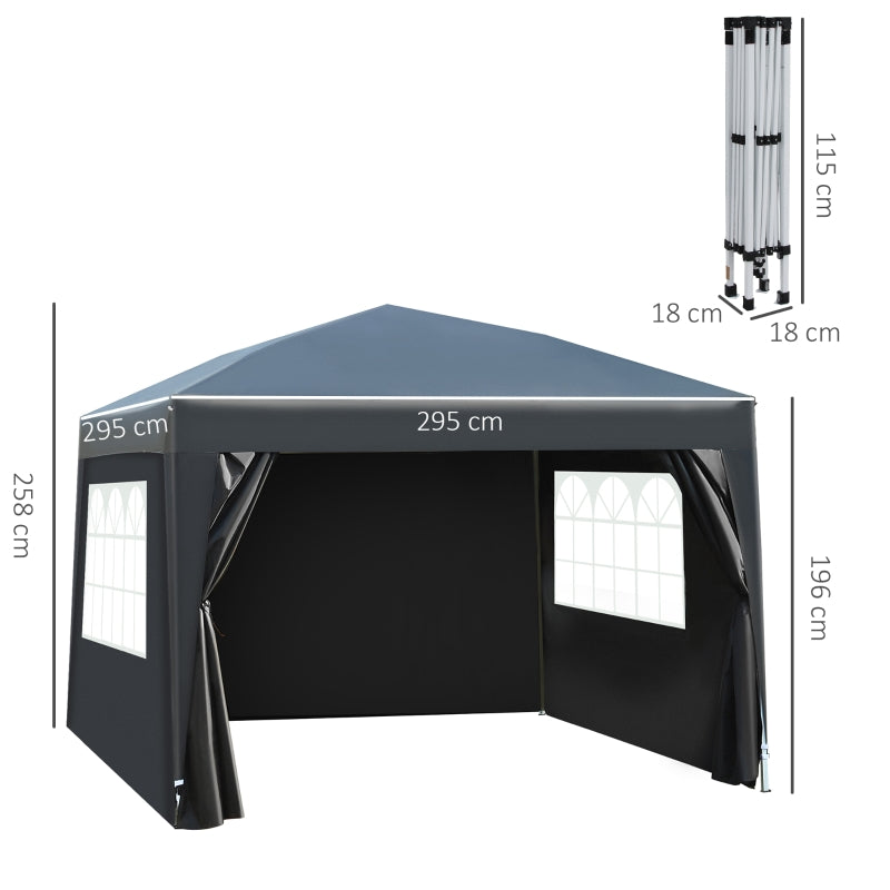 Black Square Pop Up Gazebo