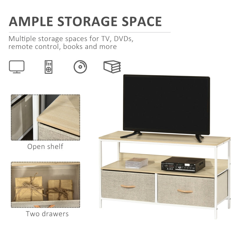 Beige TV Stand With Linen Drawers