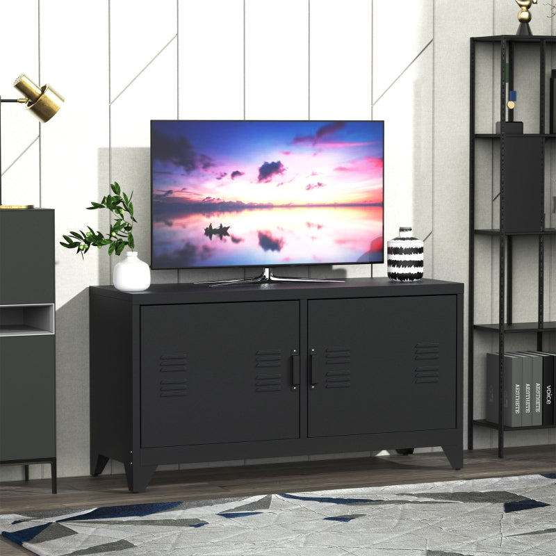 Black Industrial Steel TV Unit