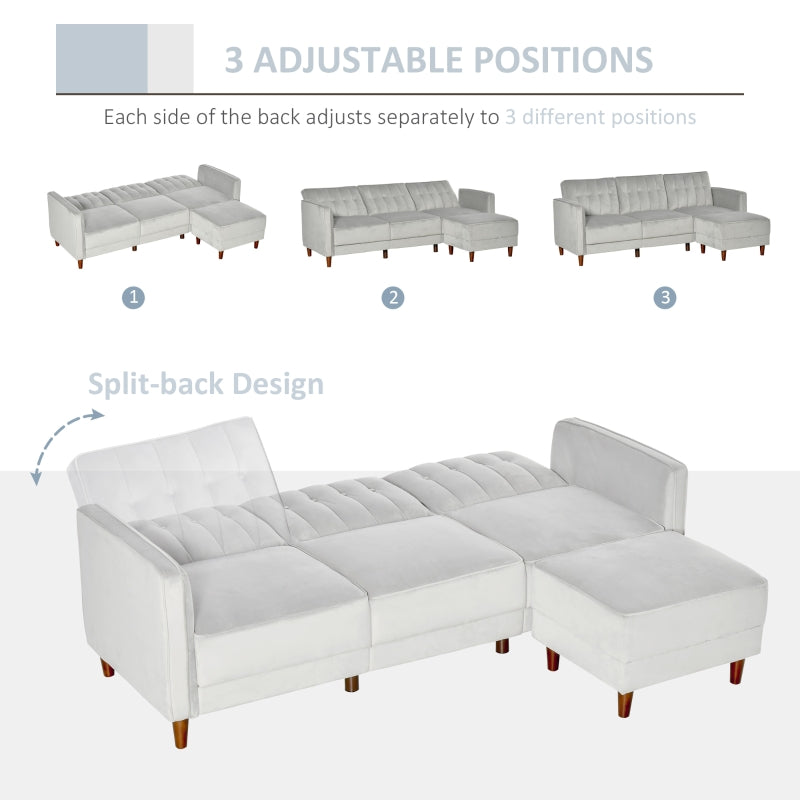 Light Grey Reversible 3-Seater Sofa