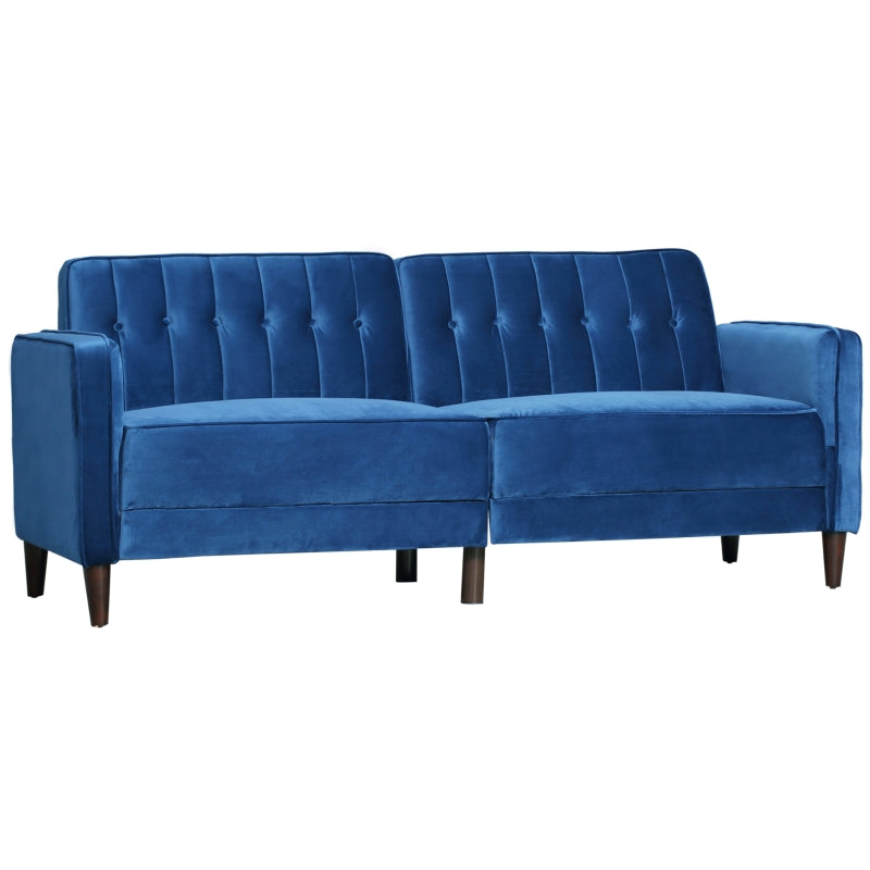 Modern Blue Velvet-Style Adjustable Sofabed