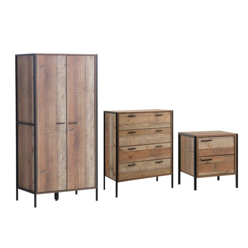 Stretton 3 Piece Bedroom Set 2 Door Wardrobe - Bedroom Sets