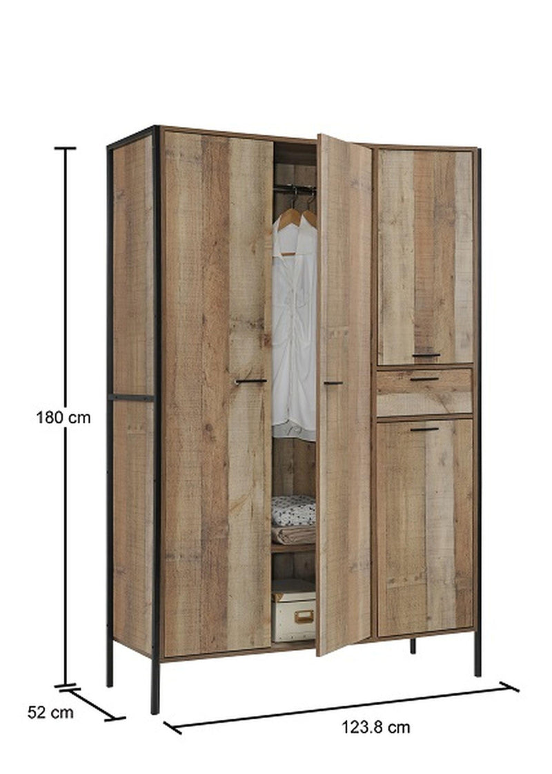 Stretton 3 Piece Bedroom Set 4 Door Wardrobe - Bedroom Sets