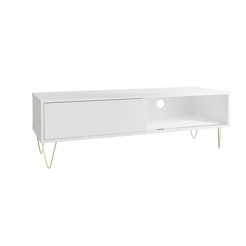 White TV Stand With Sliding Door