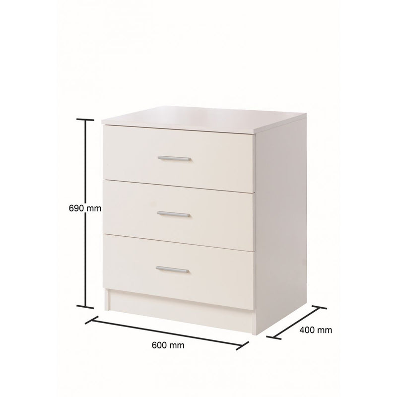 White 3 Drawer Chest