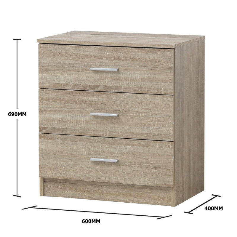 3 Drawer Sonoma Oak Chest