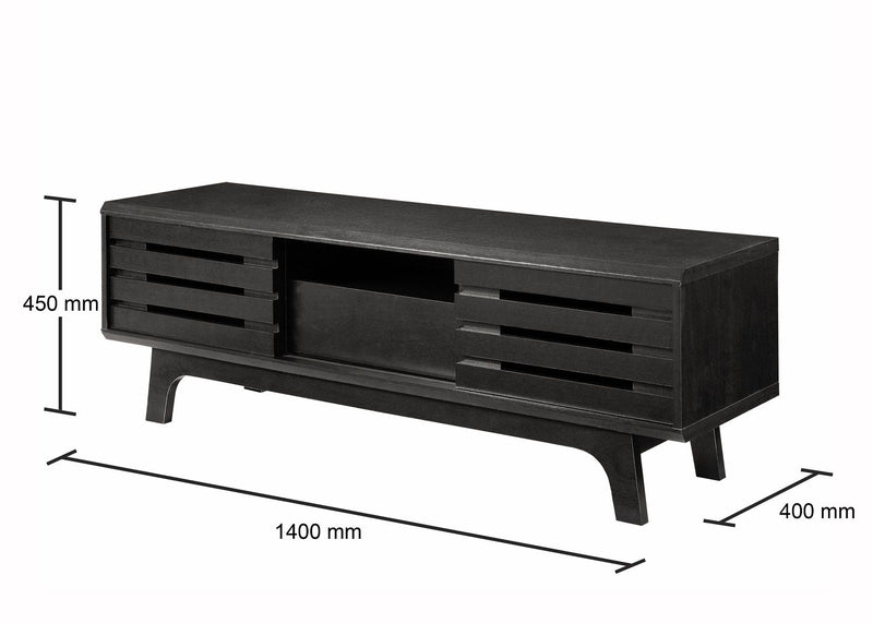 Dark TV Cabinet With Sliding Doors