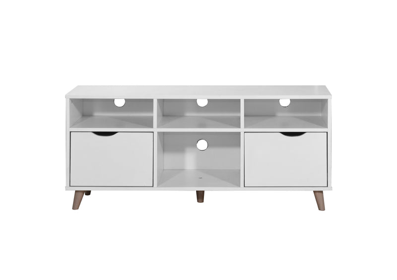 3 Column White TV Cabinet