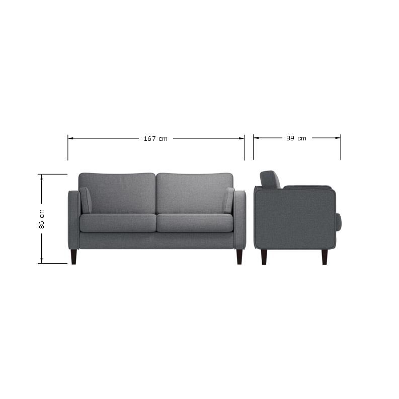 Dark Grey 2 Seater Cushion Back Sofa