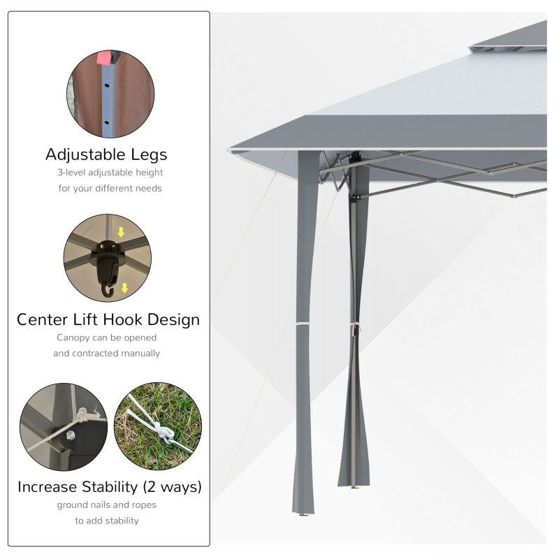 Light Grey Gazebo With Adjustable Legs