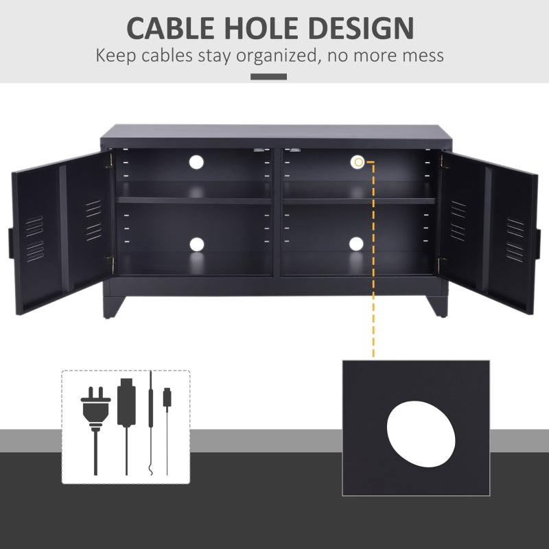 Black Industrial Steel TV Unit