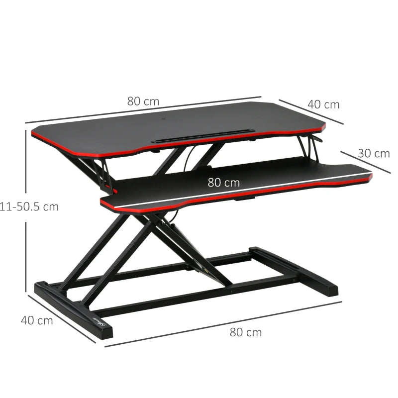 Black and Red Adjustable Standing Desk