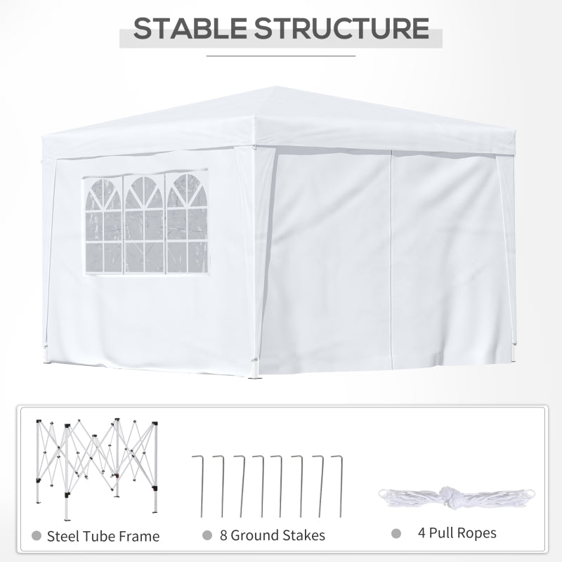 White Gazebo With Powder-Coated Steel Frame