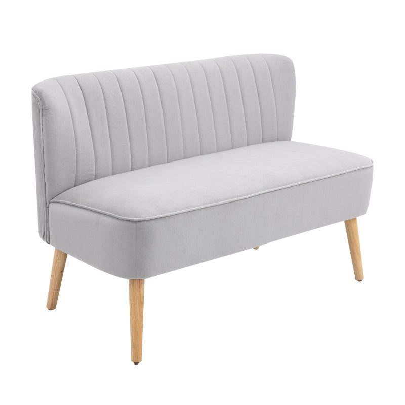 Snow White Love Seat With Wooden Legs