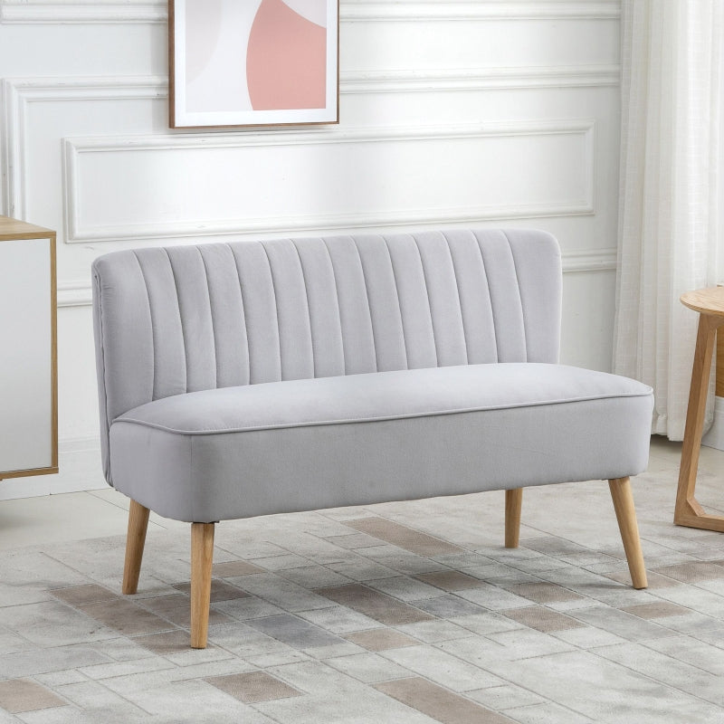 Snow White Love Seat With Wooden Legs