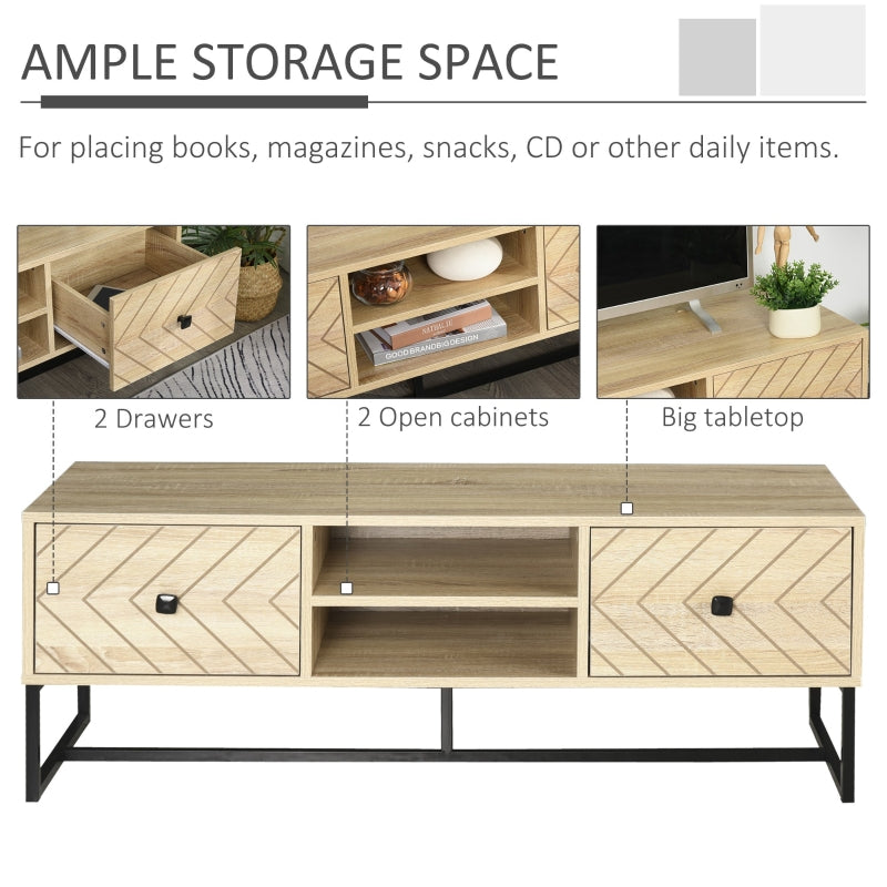 Light Oak TV Unit with Patterned Design