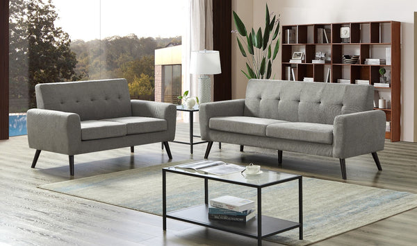 Grey 2 Seater Button Back Sofa