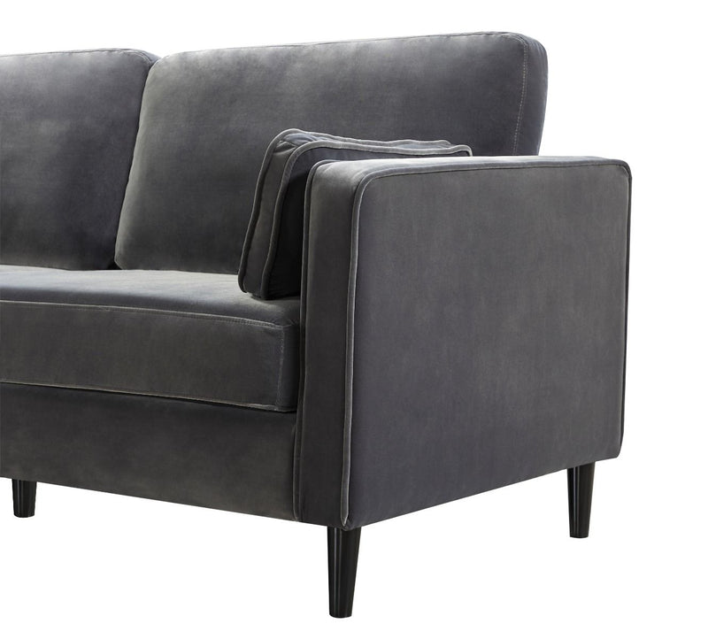 3 Seater Dark Grey Cushion Back Velvet Sofa